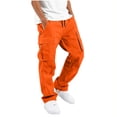 thumbnail image 1 of RQYYD Boys Cargo Pants Baggy Pull on Uniform Pants Casual Drawstring Elastic Waisted Open Bottom Straight Leg Trousers with Pockets, 1 of 8