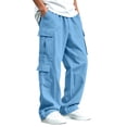 thumbnail image 1 of RQYYD Boys Cargo Pants Loose Fit Elastic Waist Multi Pockets Straight Leg for Big Kids, 1 of 7