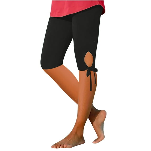 RQYYD Capri Leggings for Women High Waisted Cutout Yoga Capris Lightweight Cozy Cropped Pants Solid Soft Lounge Pajams Pants