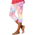 thumbnail image 1 of RQYYD Capri Leggings for Women Tummy Control Knee Length Yoga Pants 2024 Summer Casual Tie Dye Print Comfy Capris Pants, 1 of 5