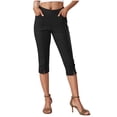 thumbnail image 1 of RQYYD Capri Pants for Women High Waisted Pull On Elastic Waist Dressy Casual Stretchy Capris Trousers Pants Pockets Black L, 1 of 7