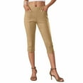 thumbnail image 1 of RQYYD Capri Pants for Women High Waisted Pull On Elastic Waist Dressy Casual Stretchy Capris Trousers Pants Pockets Khaki XXL, 1 of 7