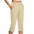 thumbnail image 1 of RQYYD Capri Pants for Women Stretch High Waisted Crop Office Work Pants Summer Casual Capris Slacks Yoga Dress Pant for Women Khaki M, 1 of 5