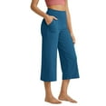 thumbnail image 1 of RQYYD Capris Pants for Women Yoga Capri Leggings with Pockets Loose High Waist Crop Workout Pants Wide Leg Casual Summer Blue S, 1 of 7