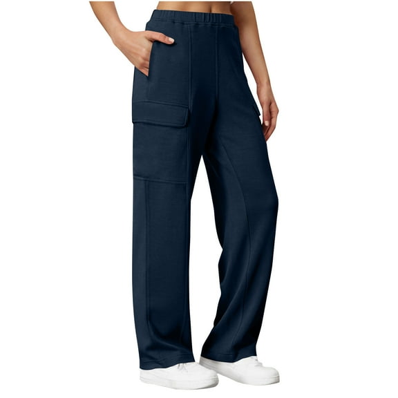 RQYYD Cargo Sweatpants for Women Casual Baggy Wide Leg Sweat Pants Fall Fashion 2025 Comfy Athletic Joggers with Pockets