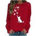 RQYYD Cats Sweatshirt for Women Fall Crewneck Sweatshirt Long Sleeve