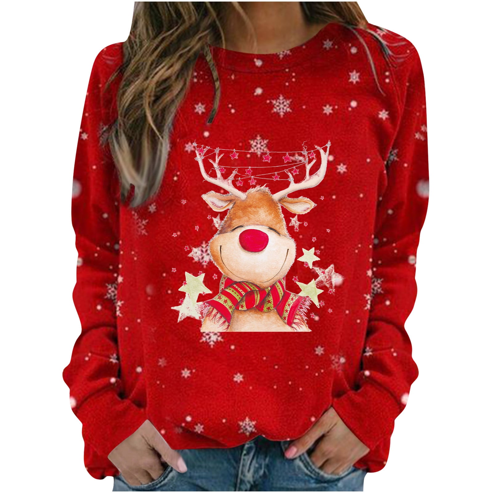 Reindeer print sweater sale