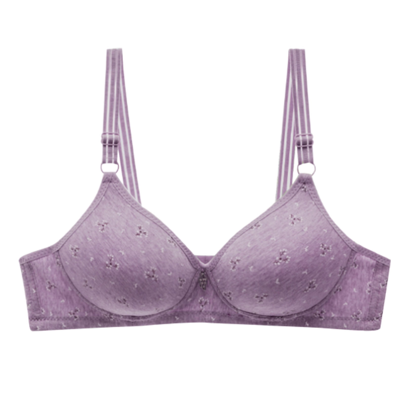 RQYYD Clearance Double Support Wireless Bra, Floral Lace Bra with  Stay-in-Place Straps, Full-Coverage Wirefree Bra, Tagless for Everyday  Wear(Purple,L) 