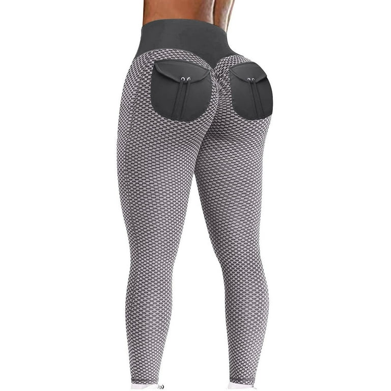 RQYYD Clearance Leggings for Women Butt Lifting Leggings Workout Scrunch  Seamless Leggings High Waisted Booty Yoga Pants(Gray,M)