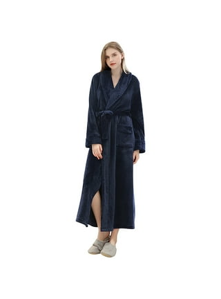 Fleece Womens Long Robe, Women's Long Robe Full Length Warm Plush Bathrobe  Plush Flannel Soft Cozy Bath Robes with Pockets