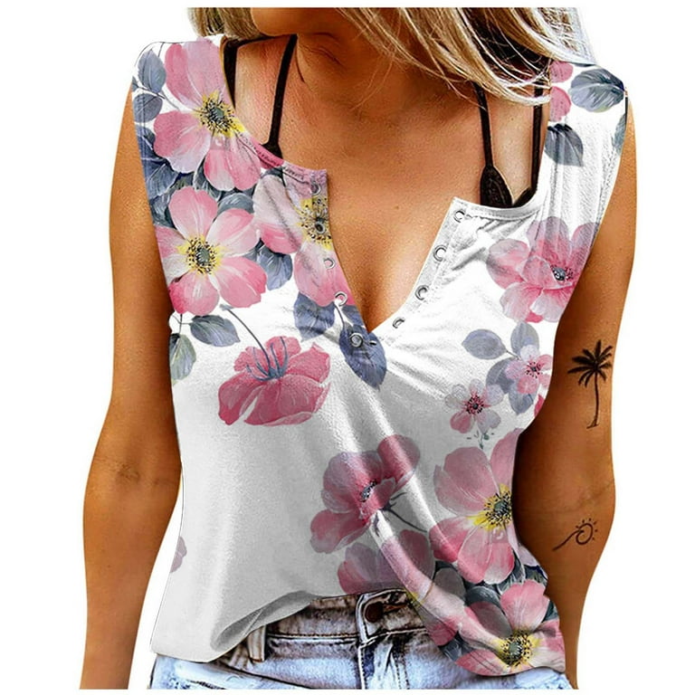 RQYYD Clearance Summer Sexy V Neck Tank Tops for Women Casual