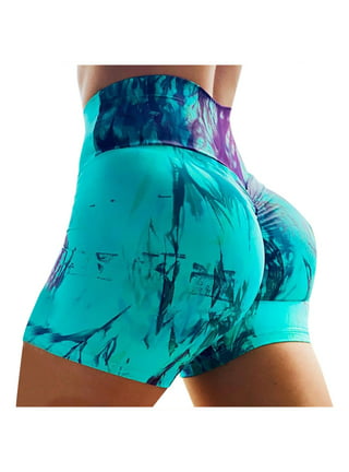 XFLWAM Scrunch Butt Lifting Workout Shorts for Women High Waisted Butt Lift  Yoga Gym Seamless Booty Shorts Blue L