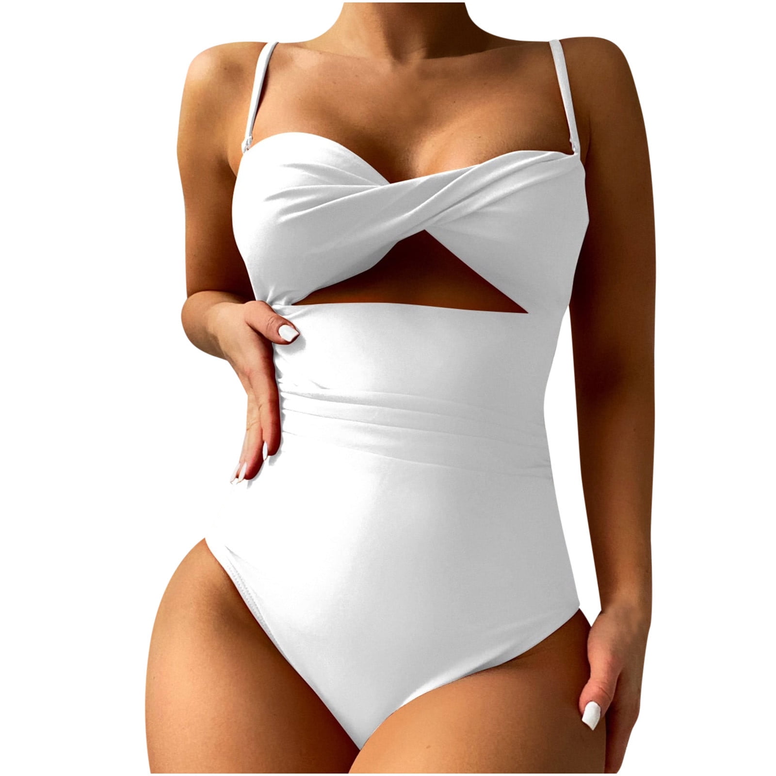 Kaxidy Women's One Piece Swimsuits Tummy Control Cutout High
