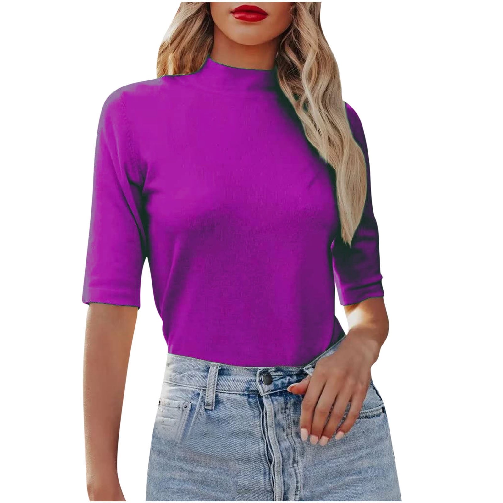 Purple short sleeve turtleneck clearance