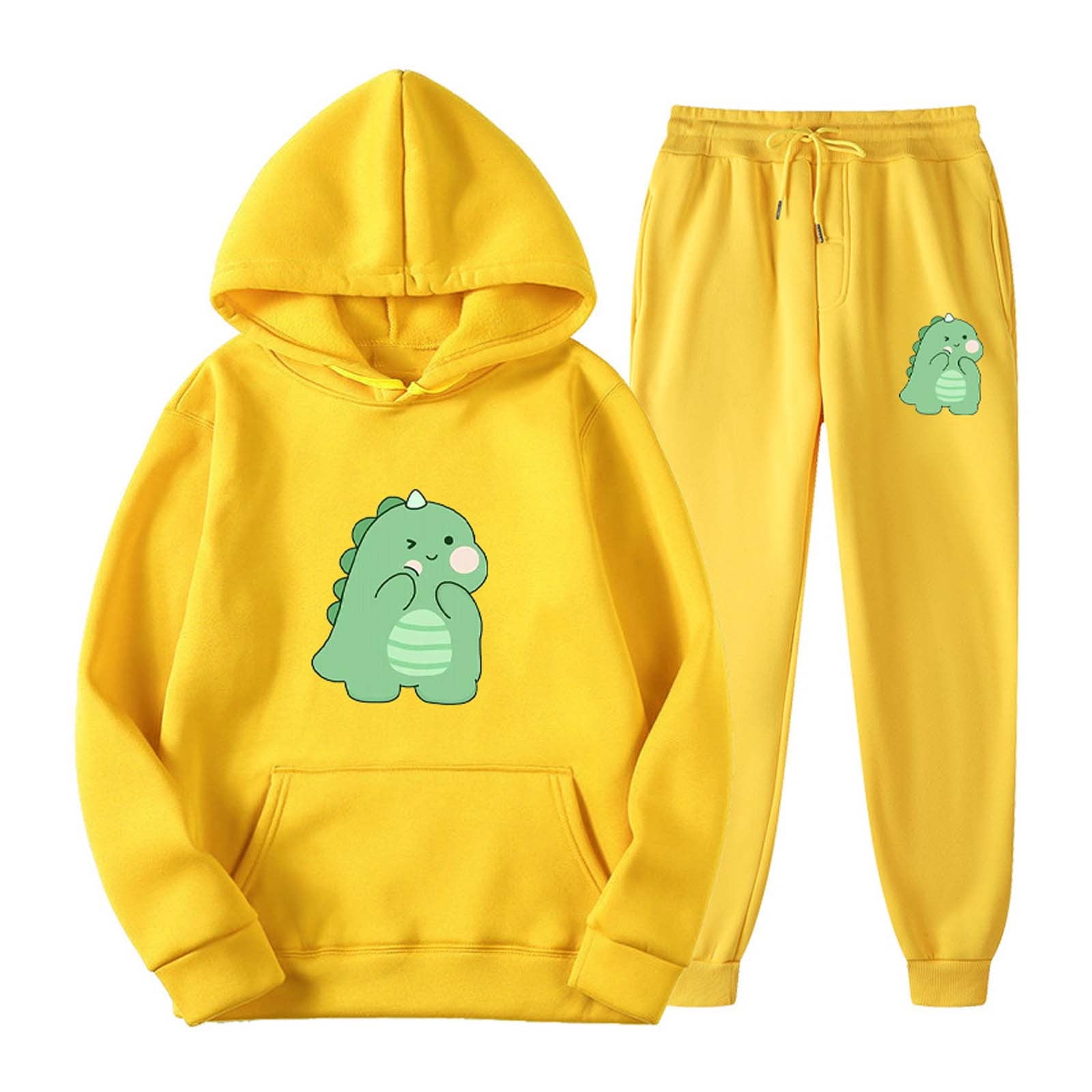 RQYYD Clearance Womens s Cute Dinosaur Sweatsuit 2 Piece Jogger