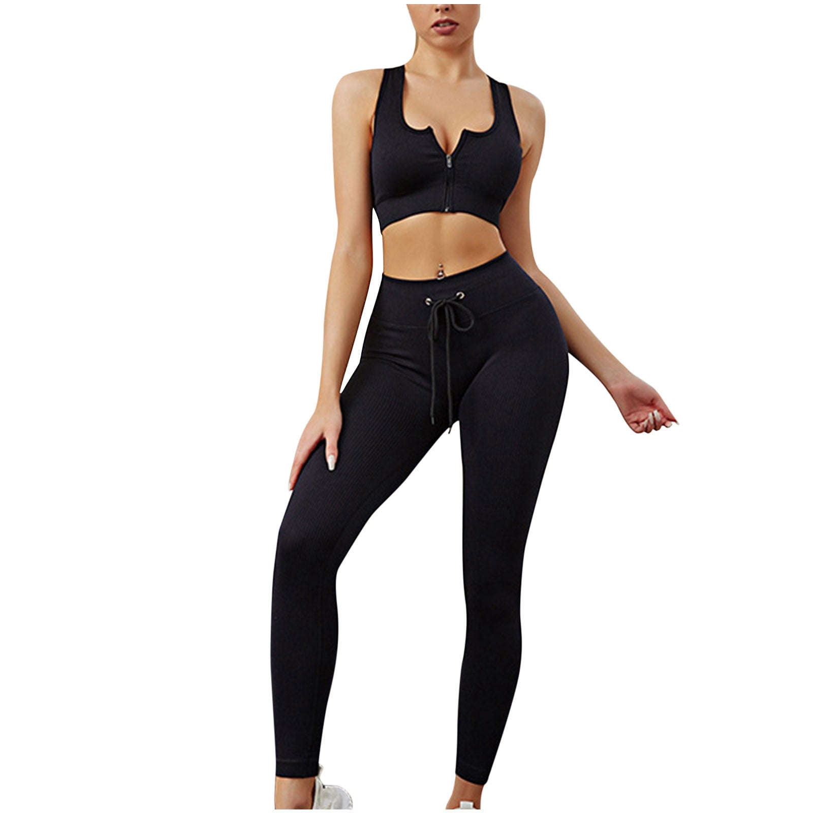 China Yoga set, Women athletic gym 2-piece cross straps sports bra squat  proof fitness leggings set factory and suppliers