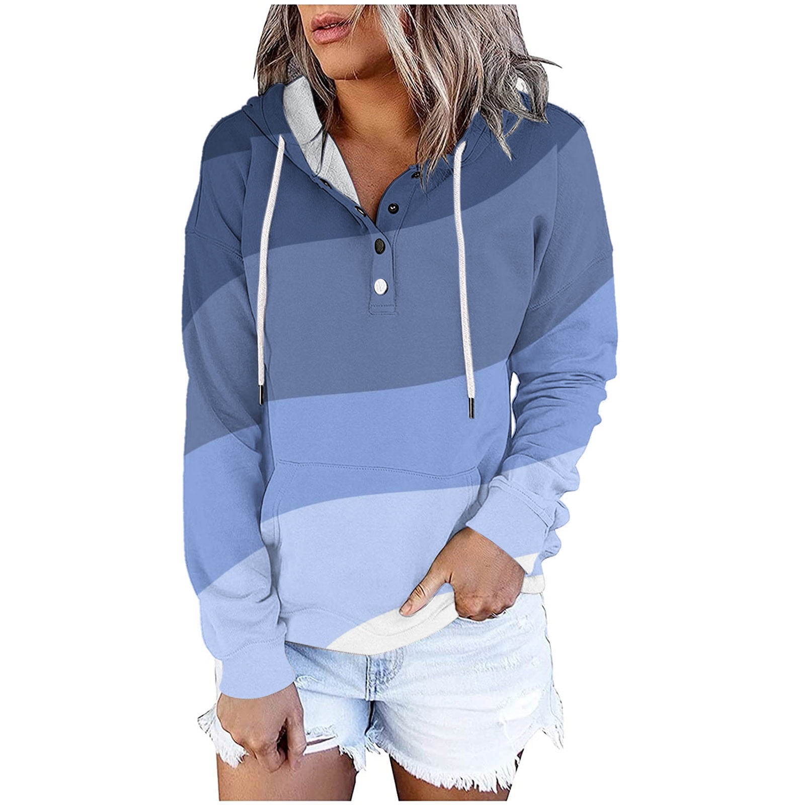  Happy Sailed Womens Cowl Neck Color Block Hoodies Long Sleeve  Casual Sweatshirts Drawstring Hooded Pullover Top Multicolor S : Clothing,  Shoes & Jewelry