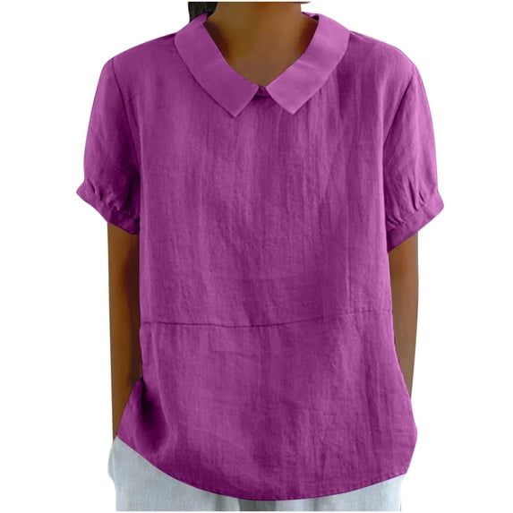 RQYYD Cotton Linen Tops for Women Summer Casual 3/4 Sleeve T Shirts Lightweight Ethnic Style Embroidery Blouses Tees