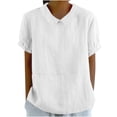 thumbnail image 1 of RQYYD Cotton Linen Tops for Women Summer Casual 3/4 Sleeve T Shirts Lightweight Ethnic Style Embroidery Blouses Tees, 1 of 6