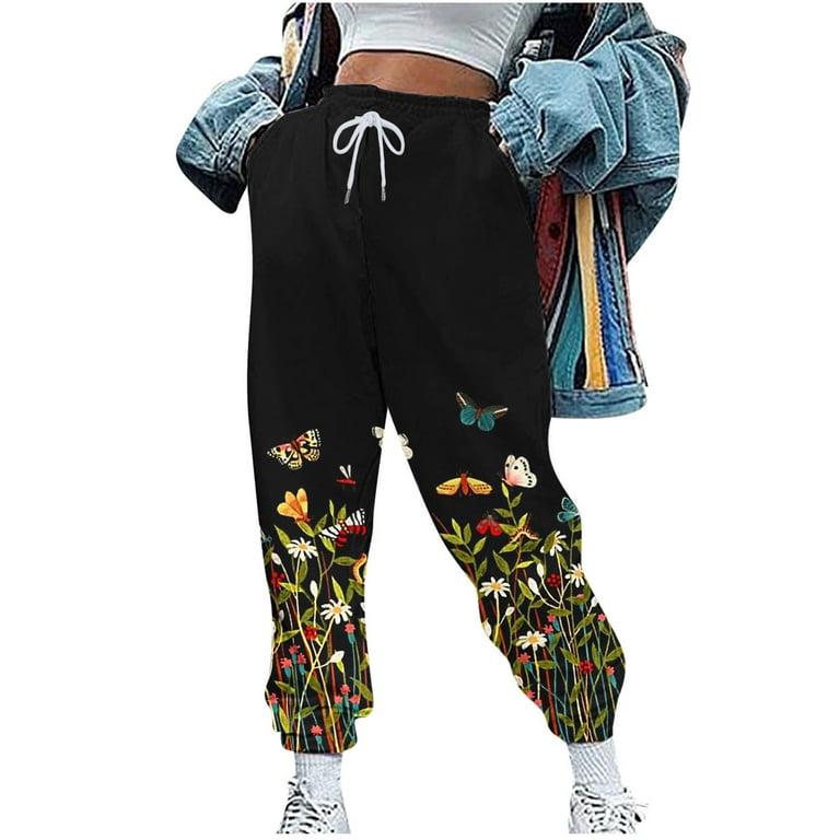 RQYYD Cute Print Baggy Pants Athletic Pants Cinch Bottom Trousers