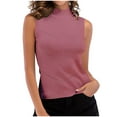 thumbnail image 1 of RQYYD Discount Women's Summer High Neck Sweater Tank Sleeveless Sweater Knit Top Mock Neck Ribbed Solid Pullover Vest Shirt(Watermelon Red,XXL), 1 of 5