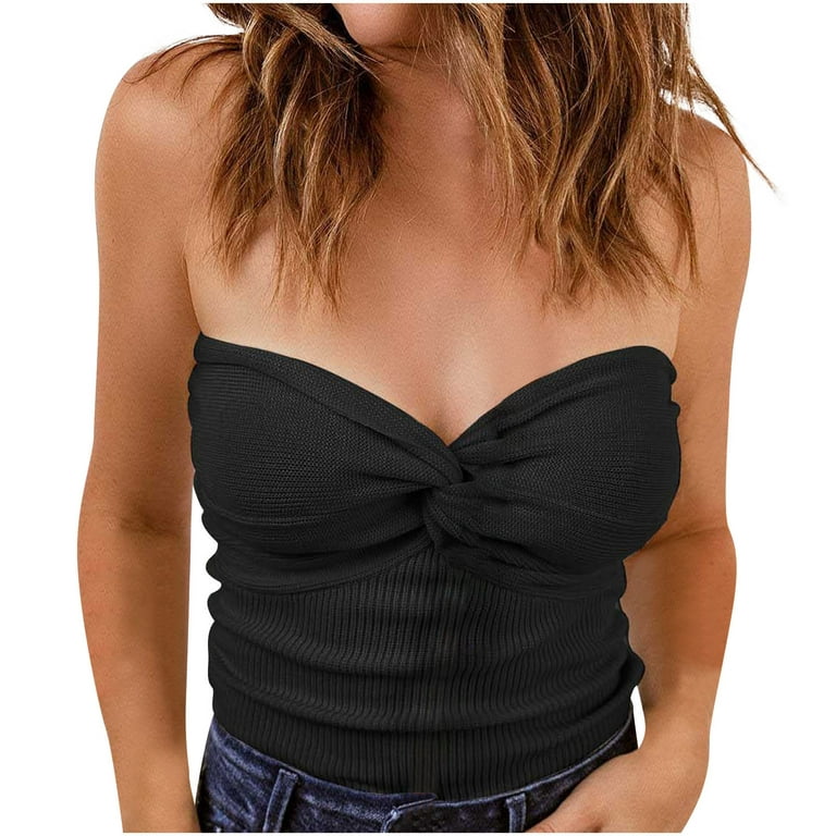 Women Solid Color Tube Tops Sexy Strapless Backless Crop Tops Summer  Bandeau Tops for Teen Girl Clubwear Streetwear (Black, S) at  Women's  Clothing store
