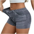 thumbnail image 1 of RQYYD Faux Jeans Shorts for Women Summer Mid Rise Stretchy Denim Shorts Butt Lifting Slimming Ripped Shorts for Curvy Women Navy XXL, 1 of 7