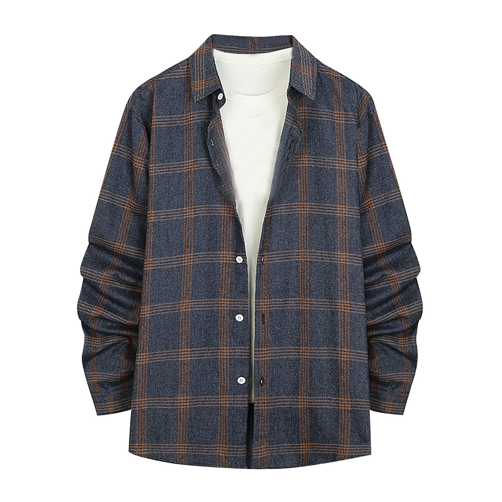 RQYYD Flannel Shirts for Men Men's Causal Flannel Plaid Shirts Long