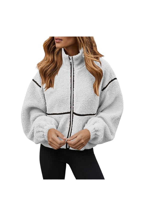 Fleece Jacket Women Sherpa Oversized Zip Up Fall Jackets Winter Coats Faux Fur Warm Outwear Fashion Clothing