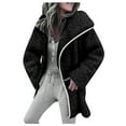 thumbnail image 1 of RQYYD Fleece Jackets for Women Winter Warm Fuzzy Coat Plus Size Long Sleeve Sherpa Cardigan Open Front Outwear with Pockets (Black,3XL), 1 of 9