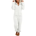 thumbnail image 1 of RQYYD Fleece Onesie Pajamas for Women Fuzzy Sherpa Hooded Romper One Piece Winter Sleepwear Flannel Pajama Jumpsuit, 1 of 5