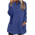 thumbnail image 1 of RQYYD Fluffy Fleece Pullover Tops for Women Fuzzy Sherpa Jumper Sweatshirt Winter Ladies Warm Basic Shirt Tops with Pocket, 1 of 5