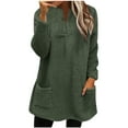 thumbnail image 1 of RQYYD Fluffy Fleece Pullover Tops for Women Fuzzy Sherpa Jumper Sweatshirt Winter Ladies Warm Basic Shirt Tops with Pocket, 1 of 5