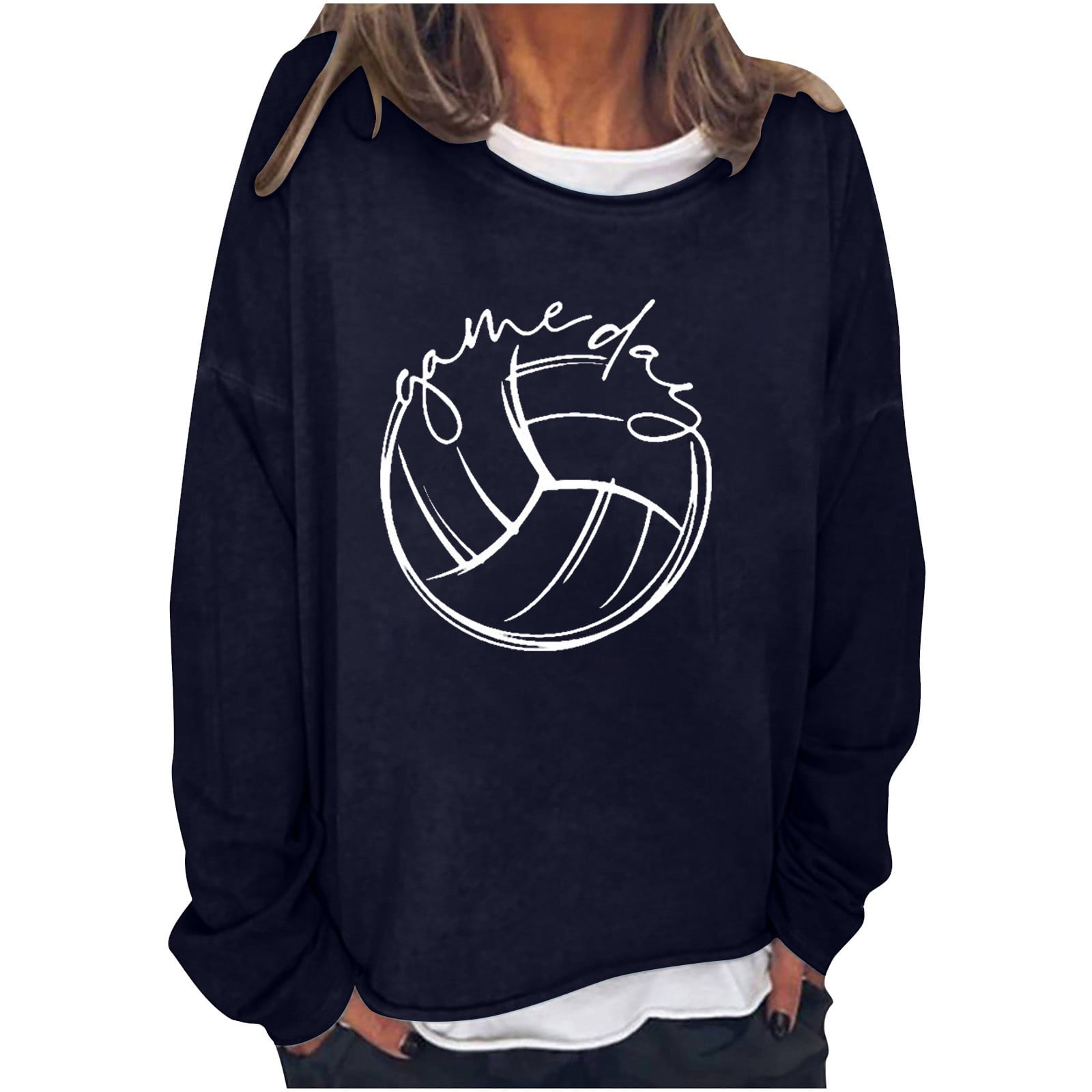 RQYYD Game Day Football Sweatshirt Women Cute Football Graphic