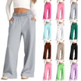 thumbnail image 1 of RQYYD Girls Wide Leg Sweatpants Oversized Baggy Elastic Waisted Sweat Pants Straight Leg Athletic Trousers with Pockets, 1 of 9