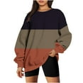 thumbnail image 1 of RQYYD Gradient Tie Dye Oversized Crewneck Sweatshirts for Women Long Sleeve Color Block Sweater Casual Loose Winter Striped Pullover Tops Khaki S, 1 of 5