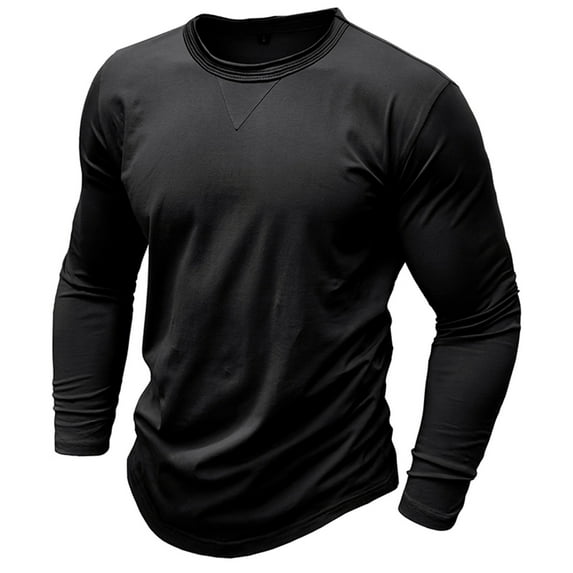 RQYYD Henley Shirts for Men Men'S Fashion Spring and Summer Casual Long Sleeved V Neck Solid Color T Shirt Mens Cotton