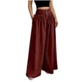 thumbnail image 1 of RQYYD High Waist Pants For Women Button Front Wide Leg Pant Pleated High Waist Casual Trousers With Side Pockets Flowy Floor Length For Summer, 1 of 6