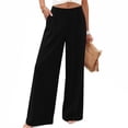 thumbnail image 1 of RQYYD High Waist Pants For Women Double Breasted Button Wide Leg Pant Flowy Casual Trousers With Pockets For Summer Beach, 1 of 5