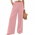thumbnail image 1 of RQYYD High Waist Pants For Women Double Breasted Button Wide Leg Pant Flowy Casual Trousers With Pockets For Summer Beach, 1 of 5