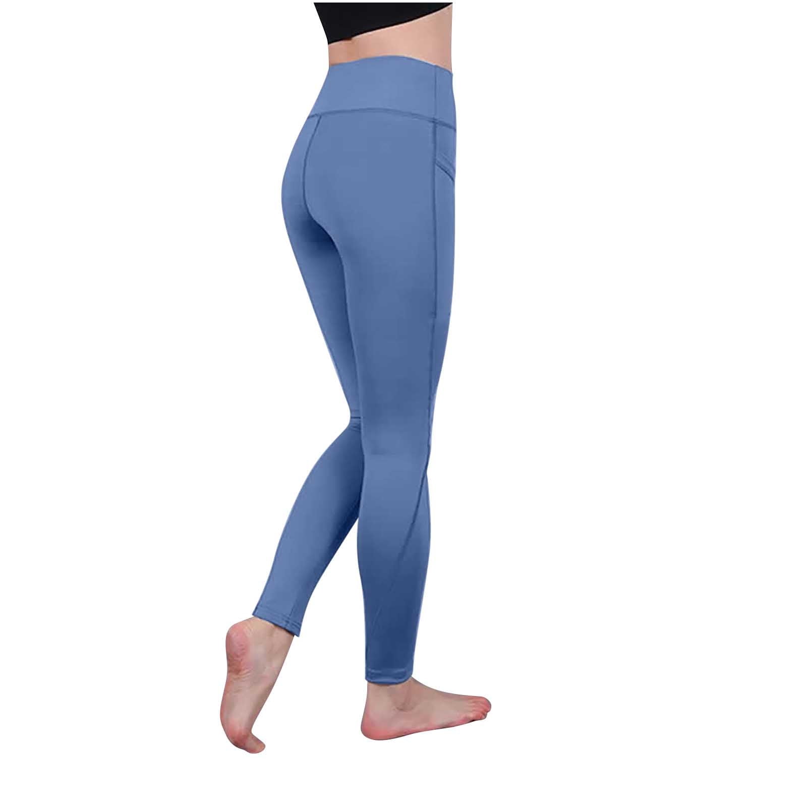 RQYYD High Waist Yoga Pants for Womens Tummy Control Workout Running 4 Way  Stretch Yoga Leggings with Pockets(Dark Blue,L)