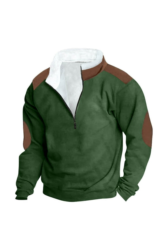 Jackets for Men Western Aztec Ethnic Print Vintage Top Long Sleeve Henley Shirt Stand Collar 1/4 Zip Up Pullover Coat Hoodies for Men