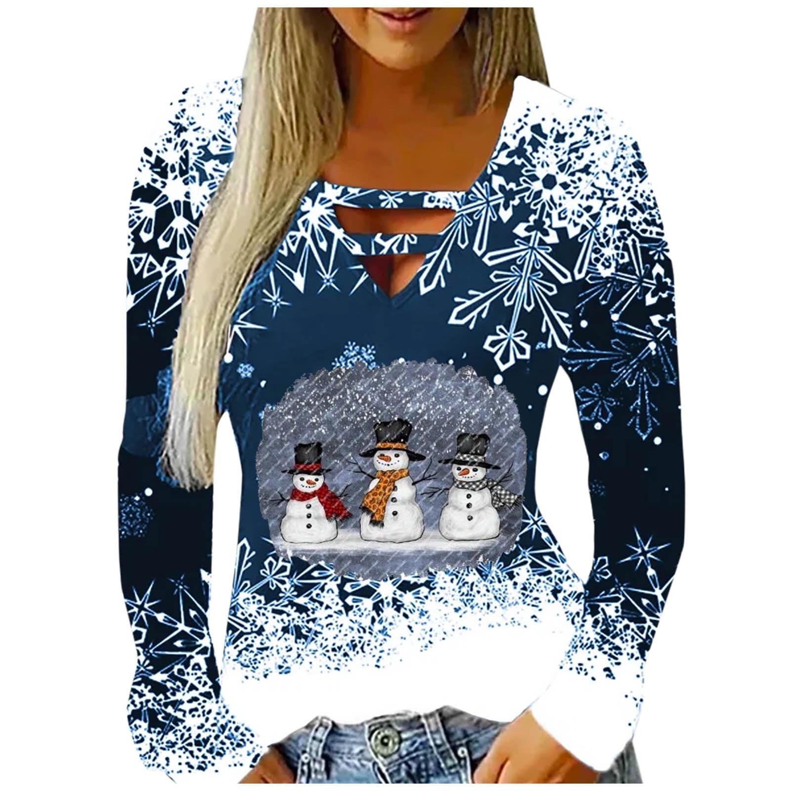 Women's Christmas Snowman Print Loose Long Sleeve Round Neck T Shirt Dress  Cute Summer Dresses for Women, Green, Small : : Clothing, Shoes &  Accessories