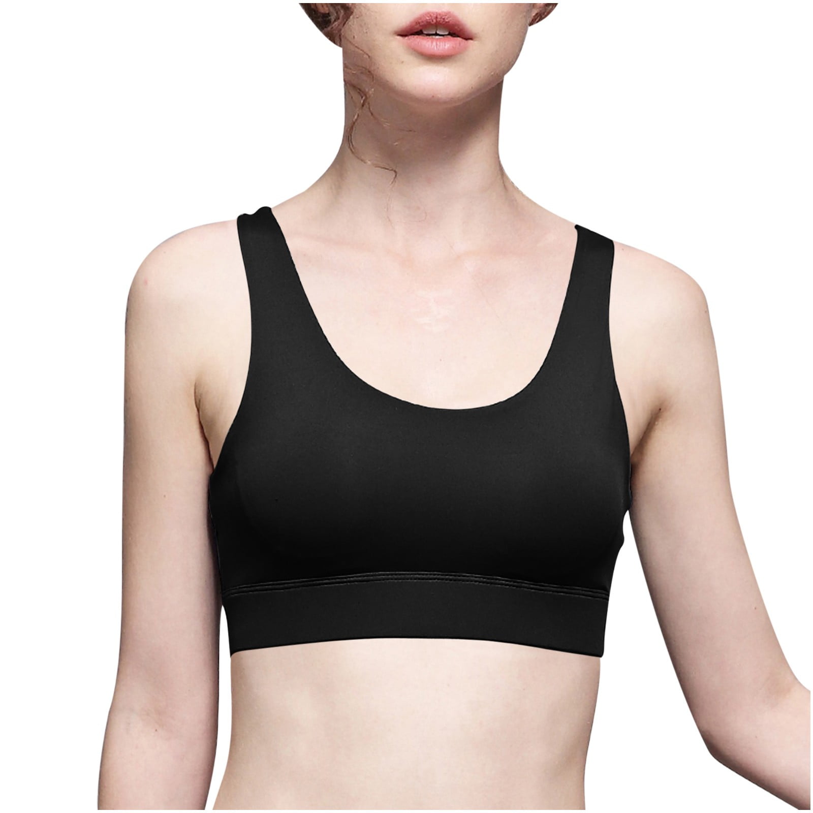 RQYYD Longline Sports Bra for Women - U-Back Cropped Tank Tops Plus Size  Padded Workout Yoga Bras Black 3XL 
