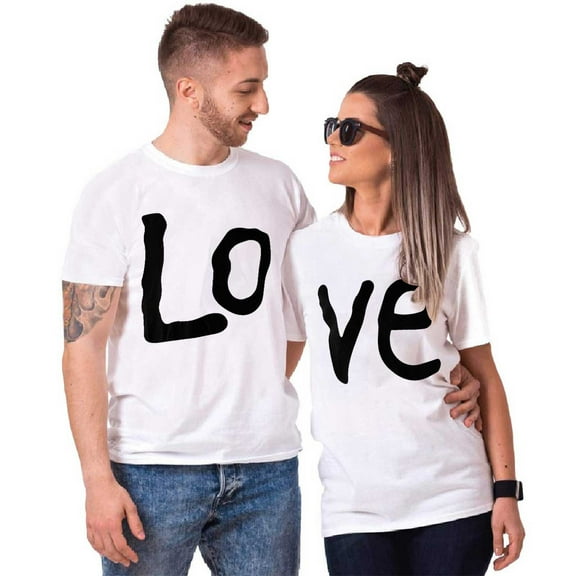 RQYYD Matching Shirts for Couples Love Valentine's Day T-Shirt for Him and Her Personalized Matching Couples Short Sleeve Tops