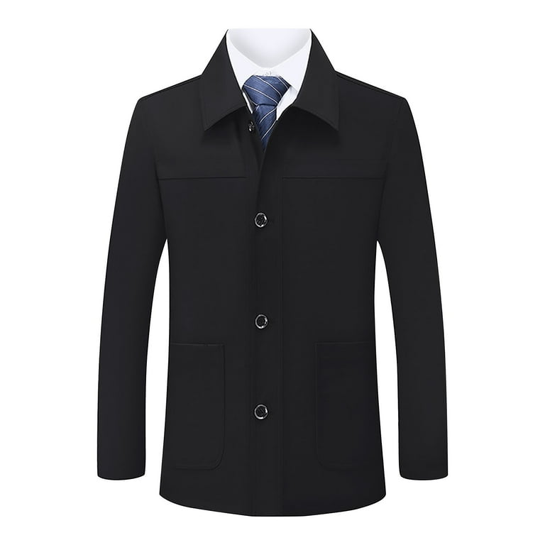 RQYYD Men Business Jacket Spring Autumn Outdoors Mens Casual Jackets Collar Zipper Classic Outerwear Office Outerwear