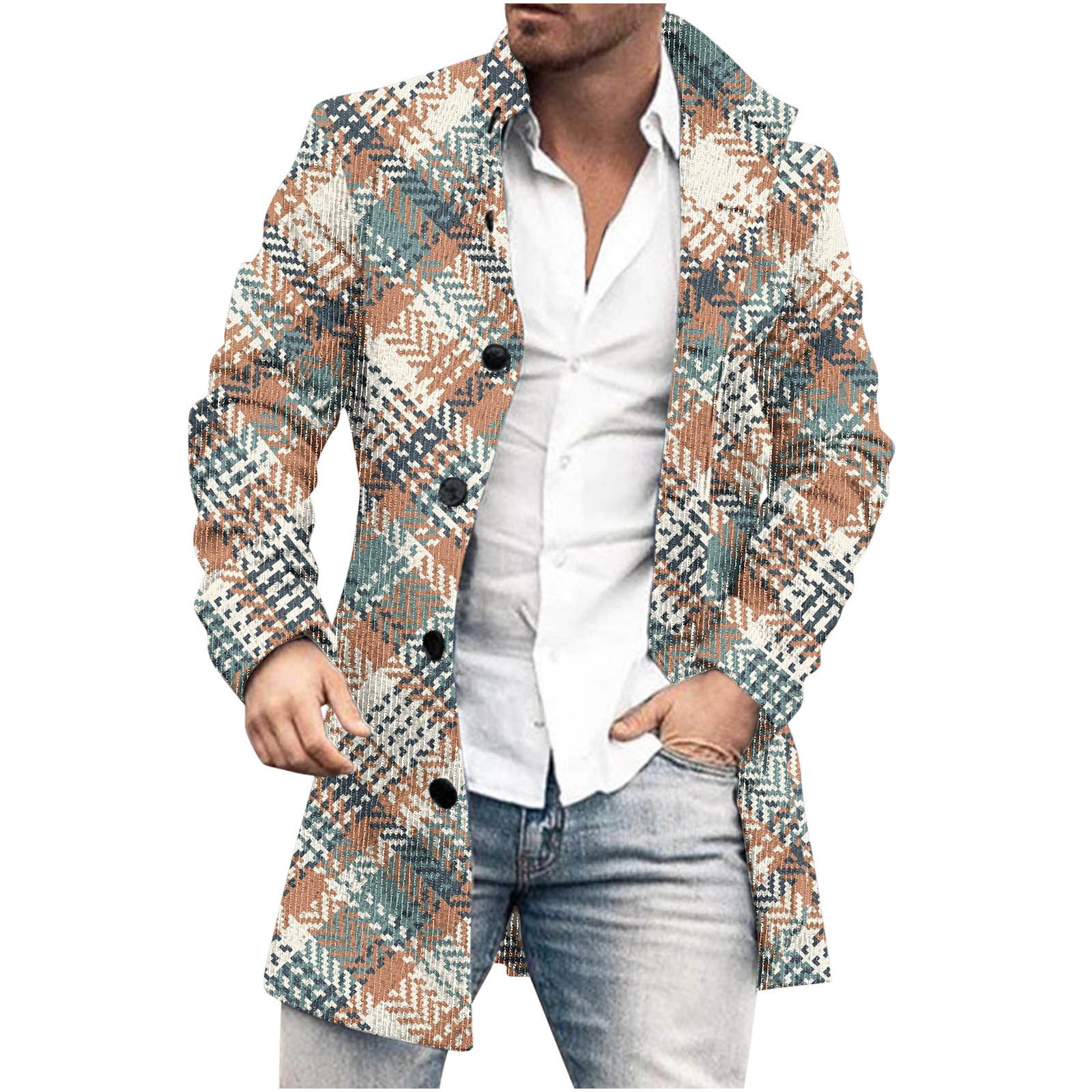 RQYYD Men's Trench Coat Long Wool Blend Overcoat Slim Fit Down Topcoat