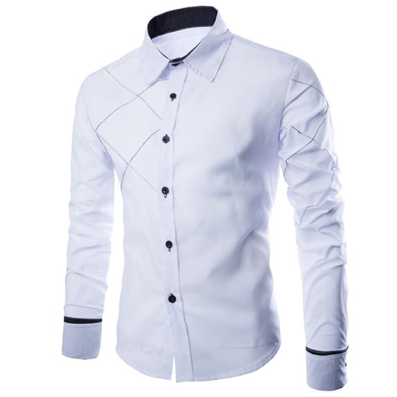 RQYYD Mens Dress Shirts Regular Fit Long Sleeve Button Lapel Stretch Business Dress Shirts for Men
