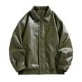 thumbnail image 1 of RQYYD Mens Faux Leather Jacket Trendy Vintage Oversized Lapel Jackets Unisex Casual Zip-Up Motorcycle Coats with Pockets, 1 of 6