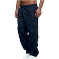 thumbnail image 1 of RQYYD Mens Solid Plus Size Cargo Pants Drawstring Joggers Sweatpants for Men Workout Casual Long Trousers with Pockets Navy M, 1 of 3